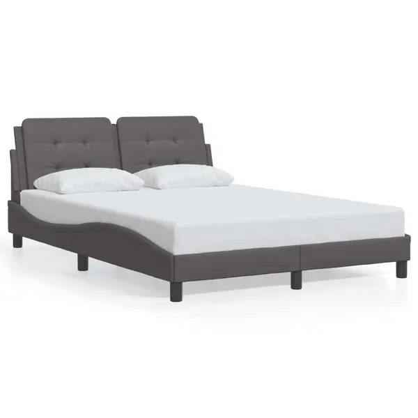 Gossi cadru de pat cu tablie, gri, 140x200 cm, piele ecologica