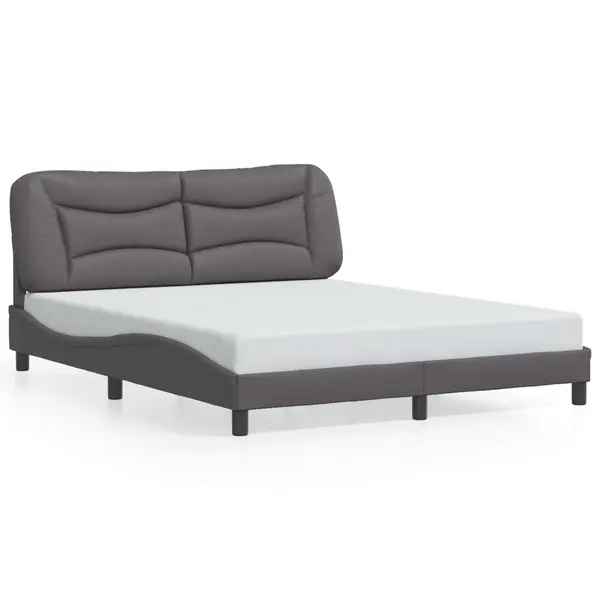 Gossi cadru de pat cu tablie, gri, 160x200 cm, piele ecologica