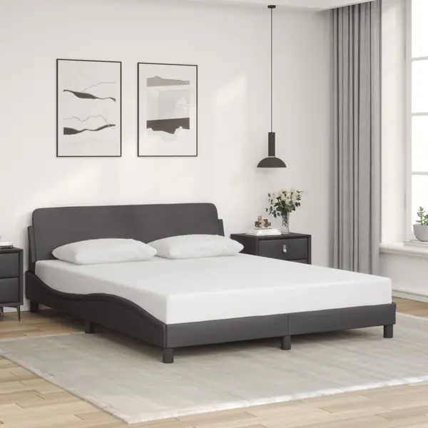 Gossi cadru de pat cu tablie, gri, 160x200 cm, piele ecologica