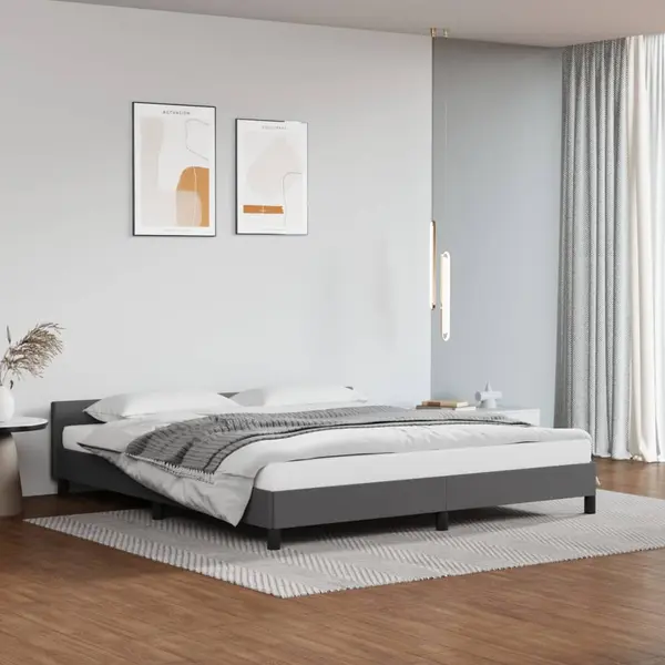 Gossi cadru de pat cu tablie, gri, 180x200 cm, piele ecologica