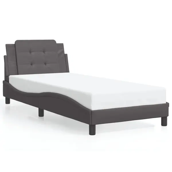 Gossi cadru de pat cu tablie, gri, 90x190 cm, piele ecologica