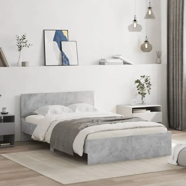 Gossi cadru de pat cu tablie, gri beton, 120x190 cm