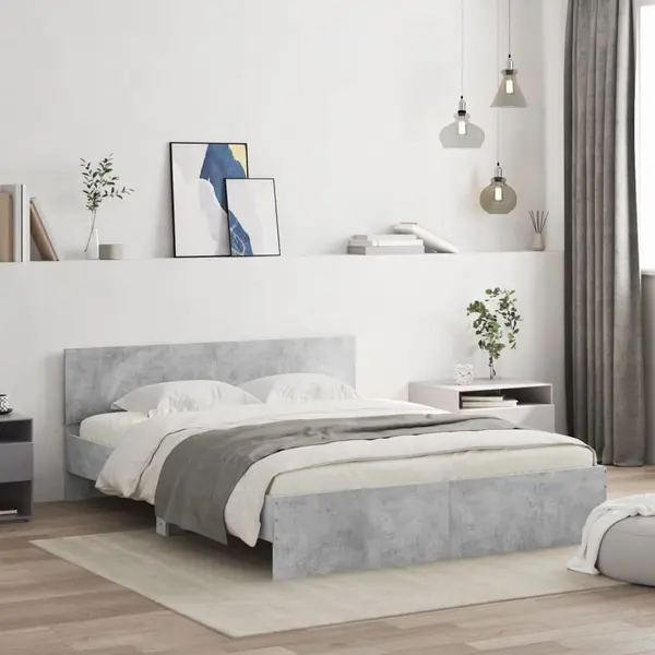 Gossi cadru de pat cu tablie, gri beton, 140x200 cm
