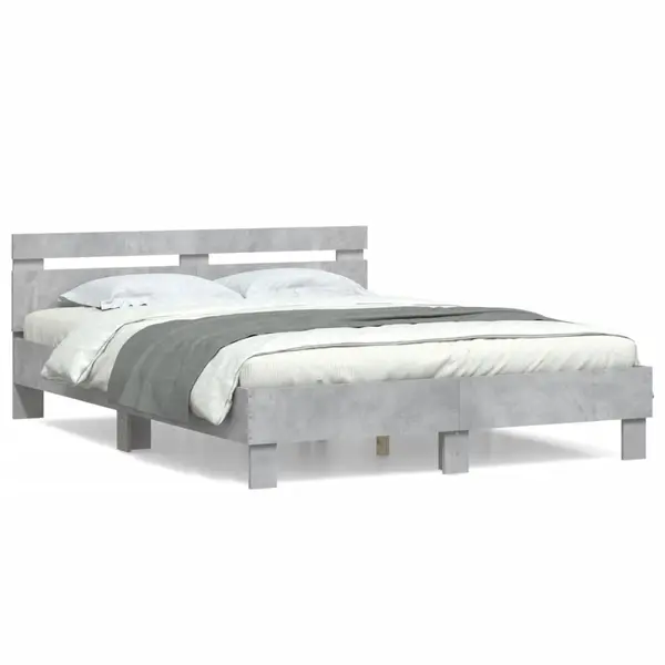 Gossi cadru de pat cu tablie gri beton 150x200 cm lemn prelucrat