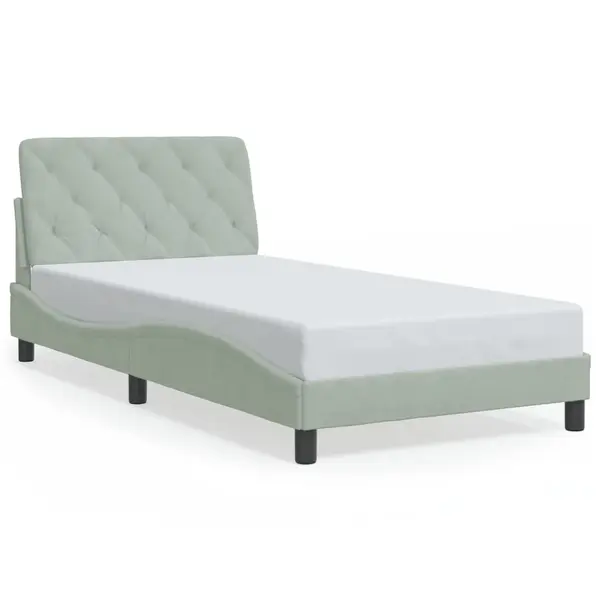 Gossi cadru de pat cu tablie, gri deschis, 100x200 cm, catifea