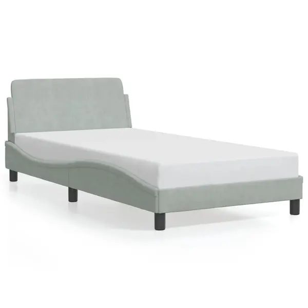 Gossi cadru de pat cu tablie, gri deschis, 100x200 cm, catifea