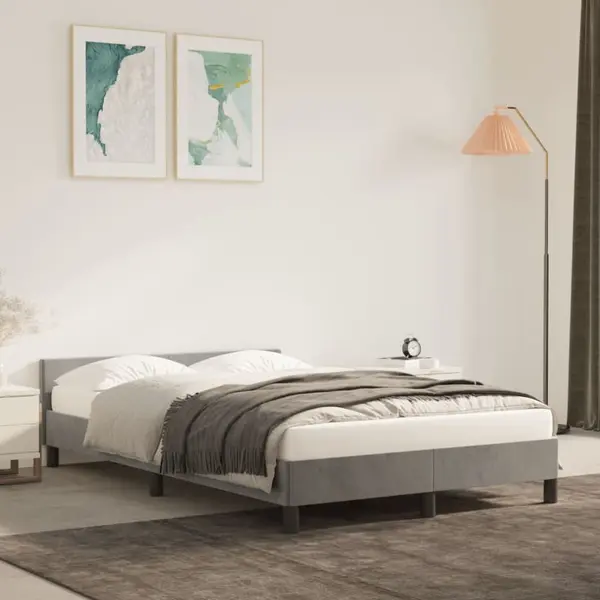 Gossi cadru de pat cu tablie, gri deschis, 120x200 cm, catifea