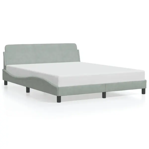 Gossi cadru de pat cu tablie, gri deschis, 160x200 cm, catifea