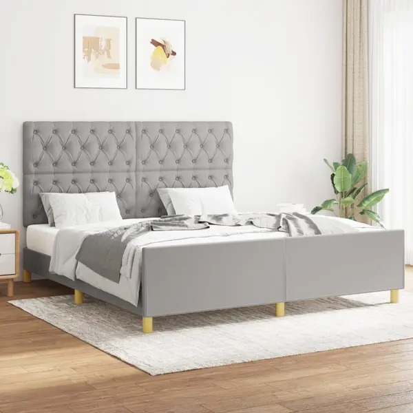 Gossi cadru de pat cu tablie, gri deschis, 160x200 cm, textil