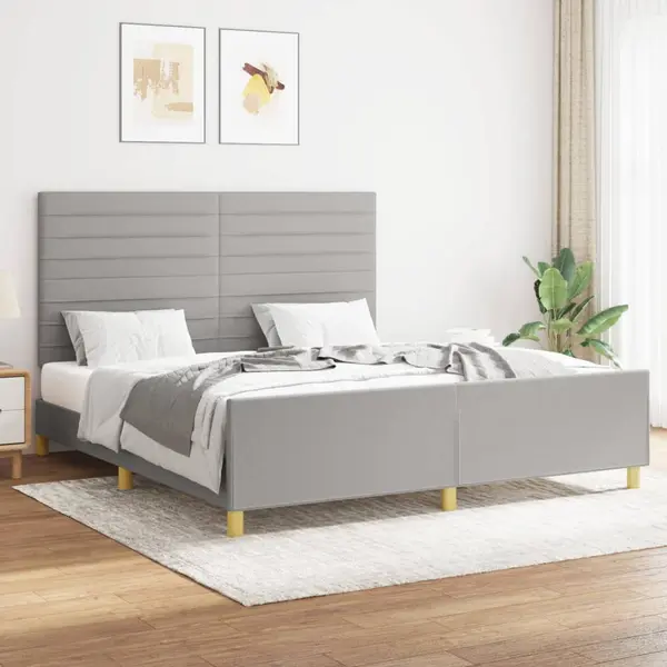 Gossi cadru de pat cu tablie, gri deschis, 160x200 cm, textil