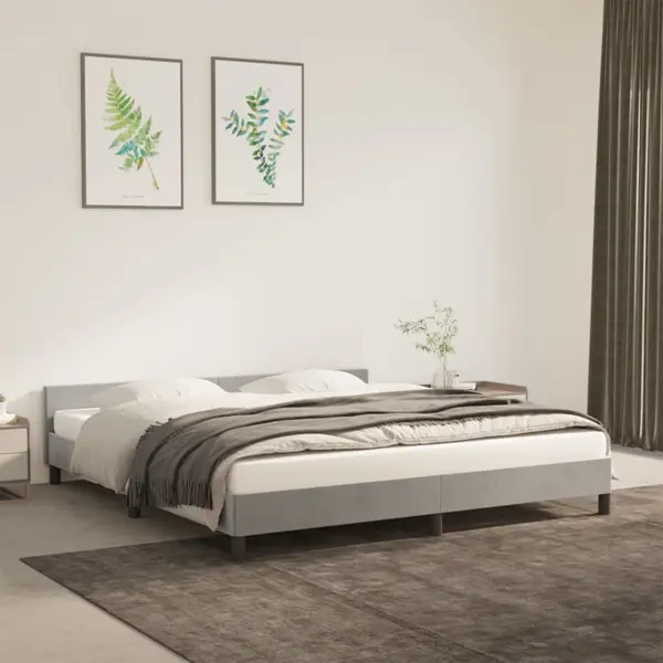 Gossi cadru de pat cu tablie, gri deschis, 180x200 cm, catifea