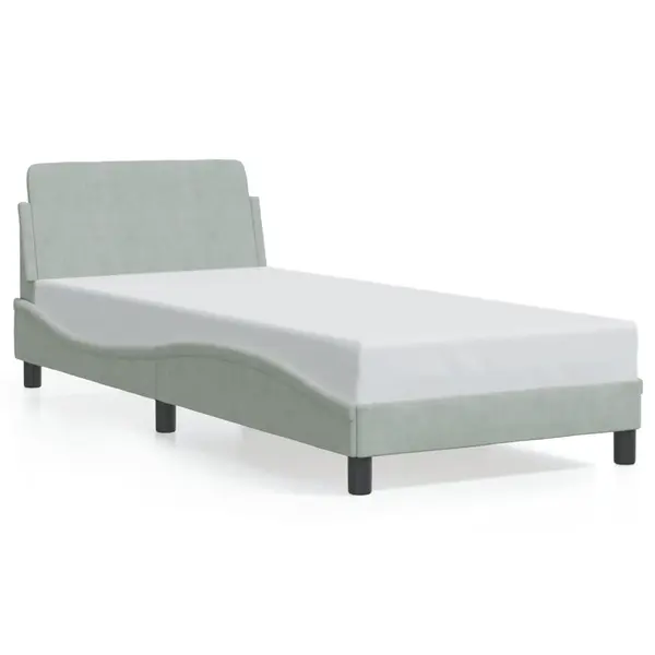 Gossi cadru de pat cu tablie, gri deschis, 80x200 cm, catifea