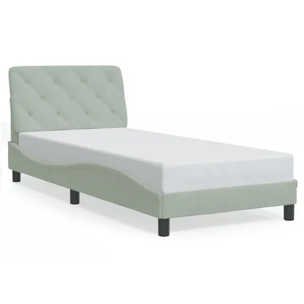 Gossi cadru de pat cu tablie, gri deschis, 80x200 cm, catifea