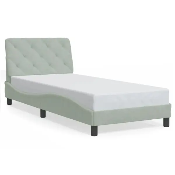 Gossi cadru de pat cu tablie, gri deschis, 90x200 cm, catifea