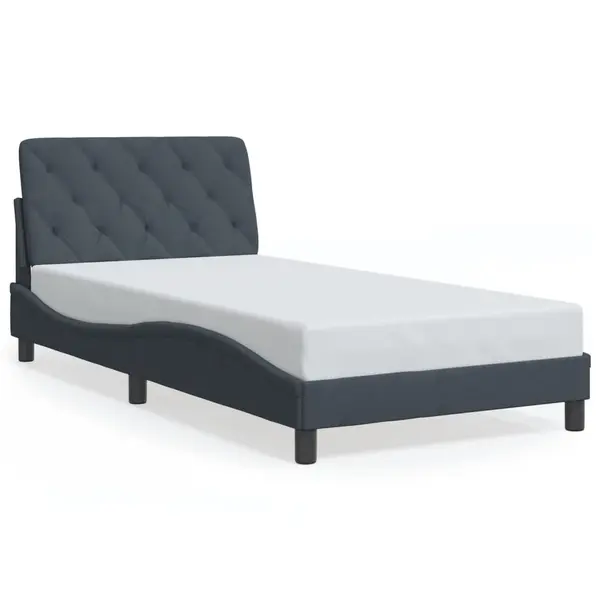 Gossi cadru de pat cu tablie, gri inchis, 100x200 cm, catifea