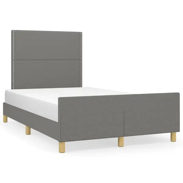 Gossi cadru de pat cu tablie, gri inchis, 120x190 cm, material textil