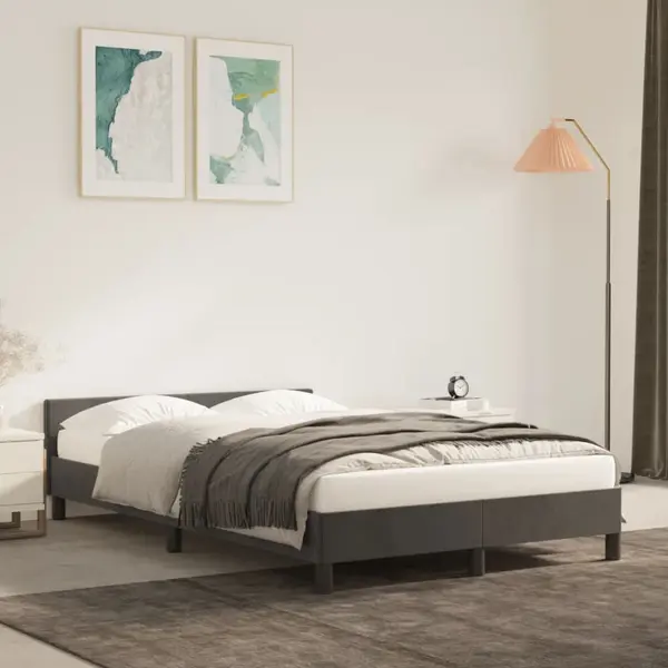 Gossi cadru de pat cu tablie, gri inchis, 120x200 cm, catifea