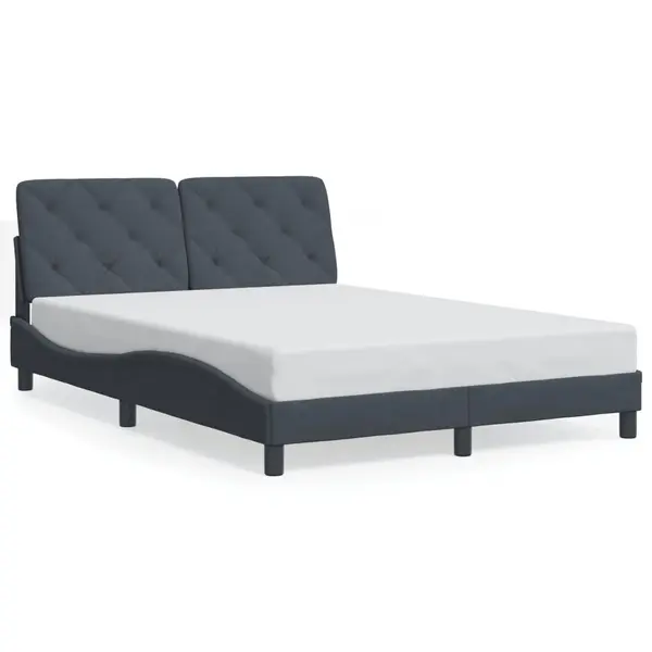 Gossi cadru de pat cu tablie, gri inchis, 140x190 cm, catifea