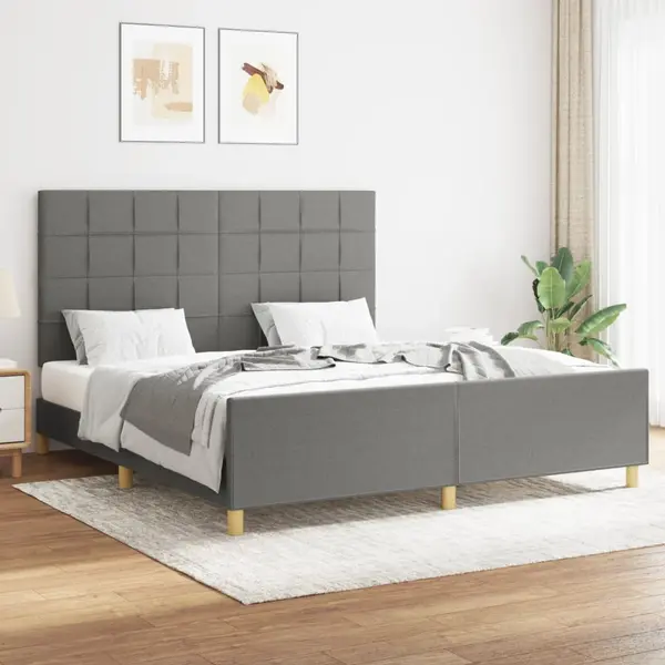 Gossi cadru de pat cu tablie, gri inchis, 160x200 cm, textil