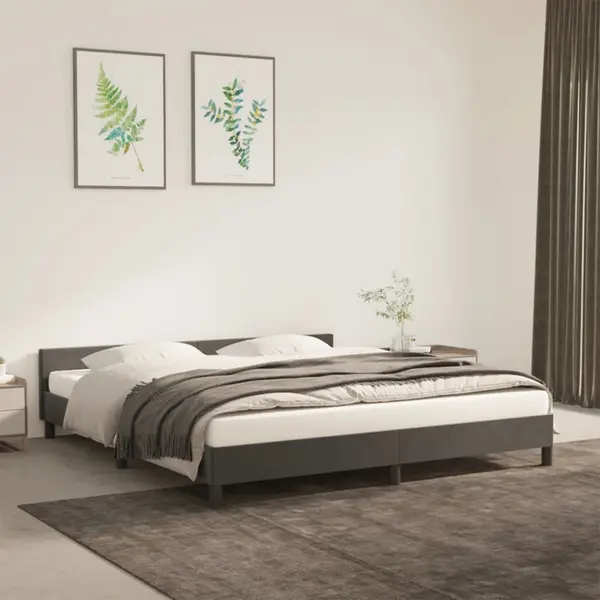 Gossi cadru de pat cu tablie, gri inchis, 180x200 cm, catifea