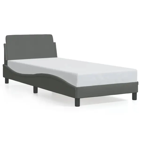 Gossi cadru de pat cu tablie, gri inchis, 90x190 cm, textil