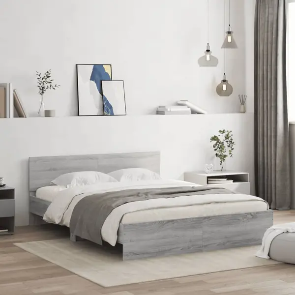 Gossi cadru de pat cu tablie, gri sonoma, 140x190 cm