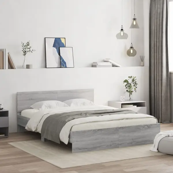 Gossi cadru de pat cu tablie, gri sonoma, 150x200 cm