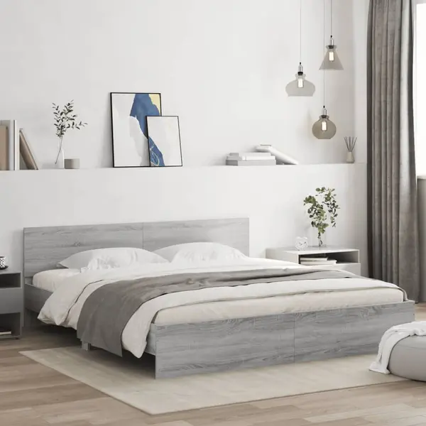 Gossi cadru de pat cu tablie, gri sonoma, 160x200 cm