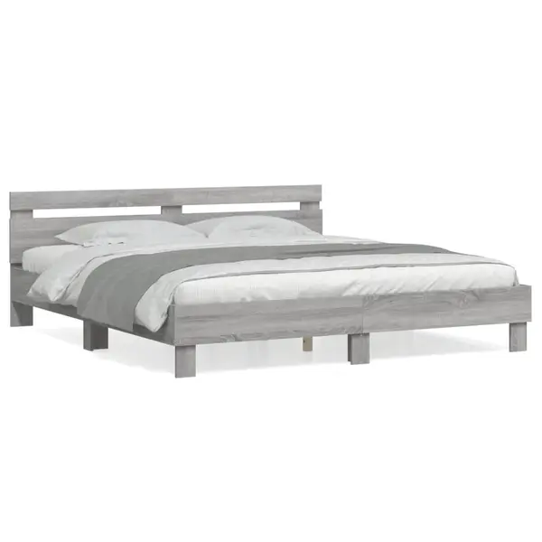 Gossi cadru de pat cu tablie, gri sonoma, 160x200 cm lemn prelucrat