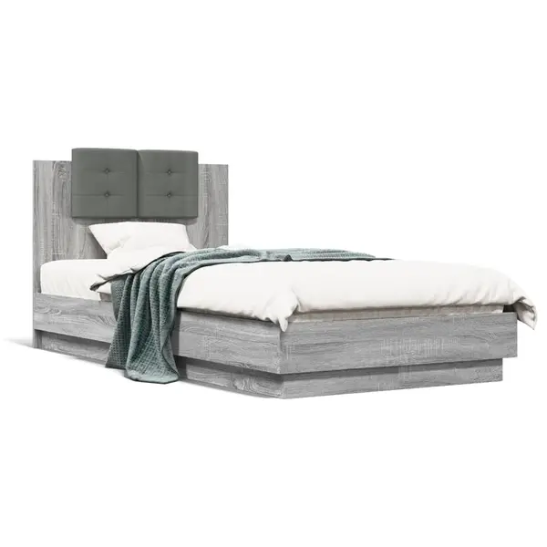 Gossi cadru de pat cu tablie gri sonoma 75x190 cm lemn prelucrat