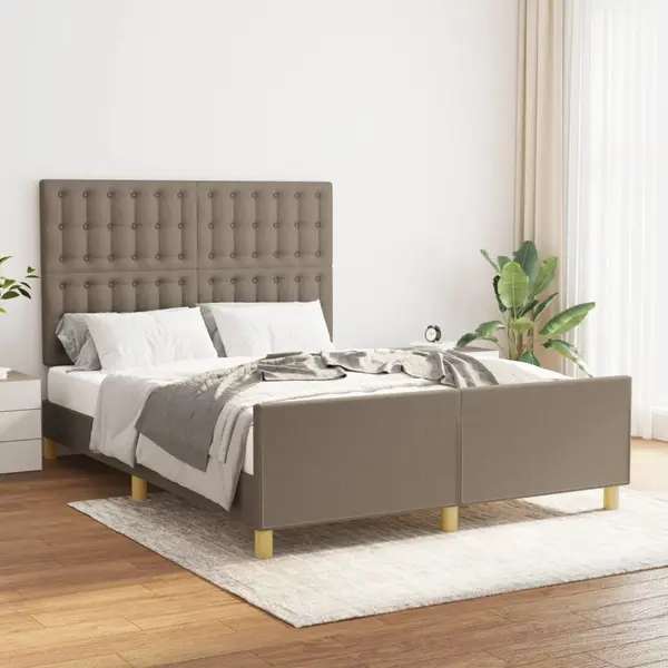 Gossi cadru de pat cu tablie, gri taupe, 140x190 cm, textil