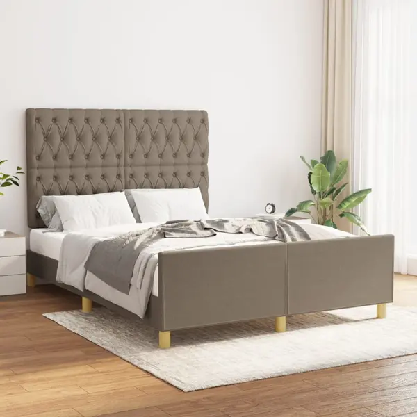 Gossi cadru de pat cu tablie, gri taupe, 140x200 cm, textil