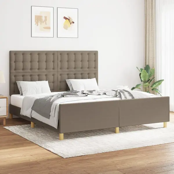 Gossi cadru de pat cu tablie, gri taupe, 160x200 cm, textil