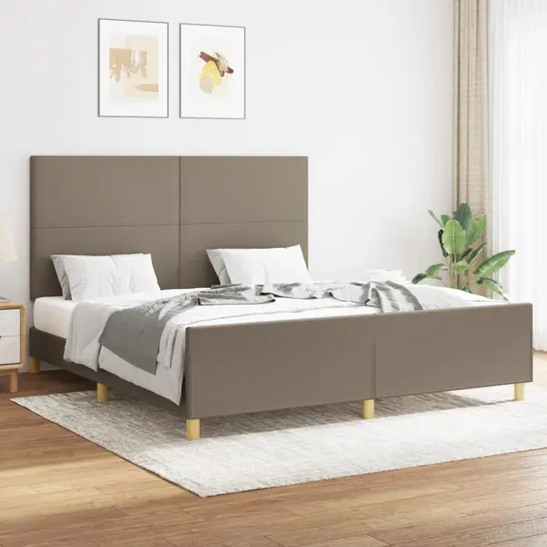 Gossi cadru de pat cu tablie, gri taupe, 160x200 cm, textil