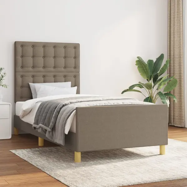 Gossi cadru de pat cu tablie, gri taupe, 80x200 cm, textil