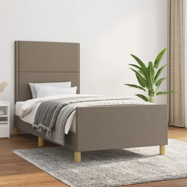 Gossi cadru de pat cu tablie, gri taupe, 90x200 cm, textil