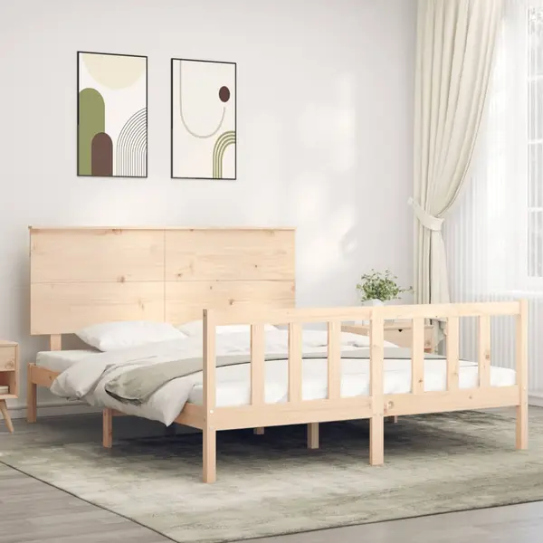 Gossi cadru de pat cu tablie, king size, lemn masiv
