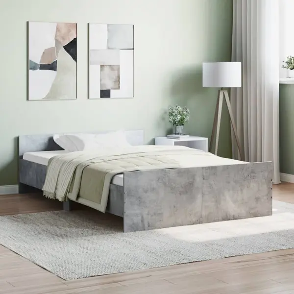 Gossi cadru de pat cu tablie la cap/picioare, gri beton, 120x190 cm