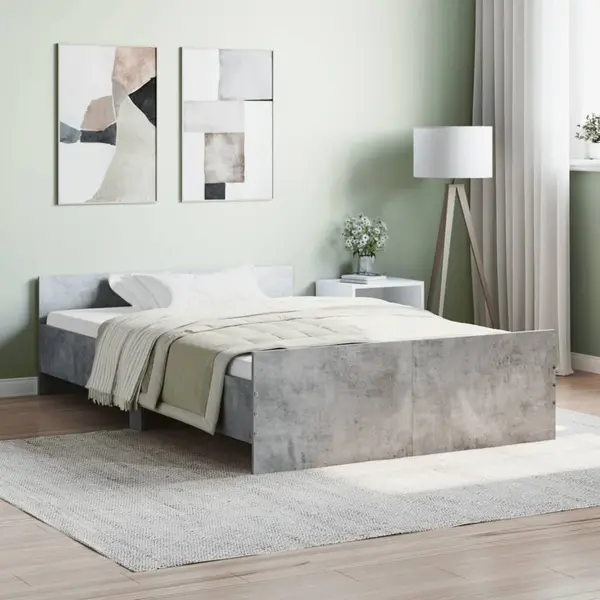 Gossi cadru de pat cu tablie la cap/picioare, gri beton, 120x200 cm