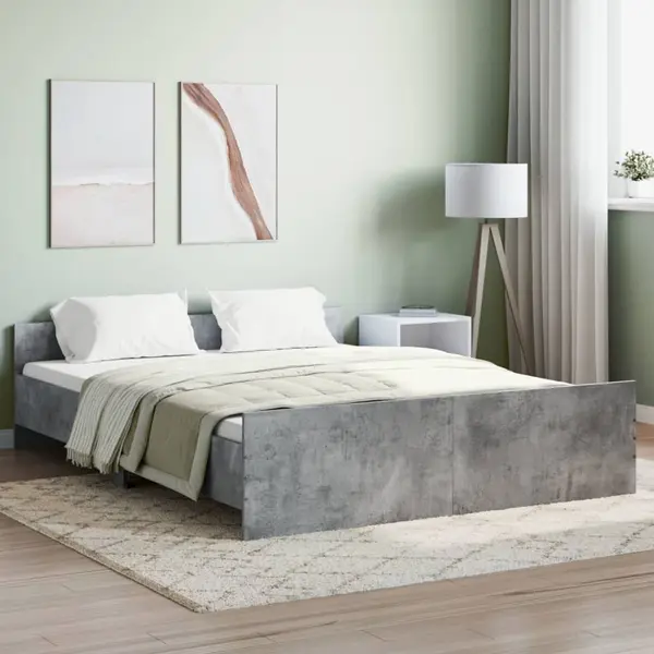 Gossi cadru de pat cu tablie la cap/picioare, gri beton, 160x200 cm