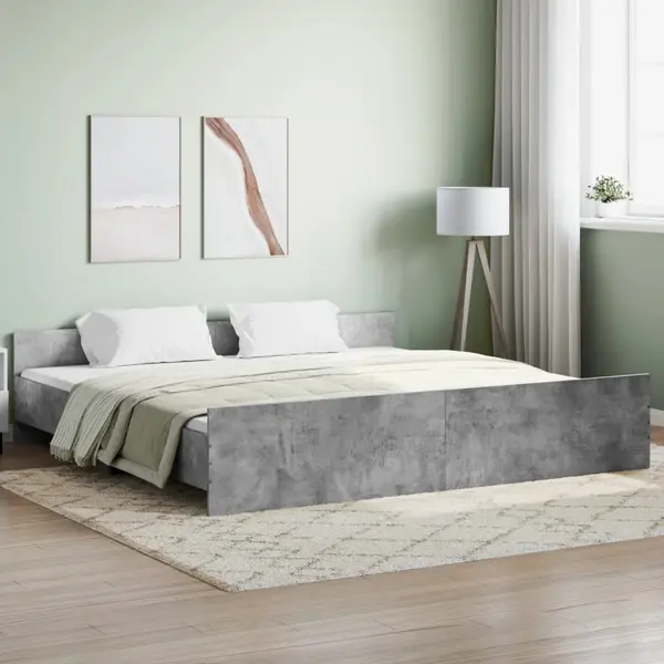 Gossi cadru de pat cu tablie la cap/picioare, gri beton, 180x200 cm