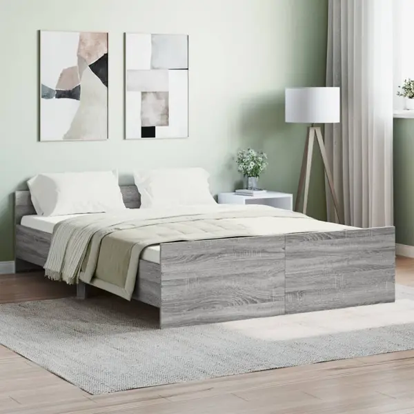 Gossi cadru de pat cu tablie la cap/picioare, gri sonoma, 140x190 cm
