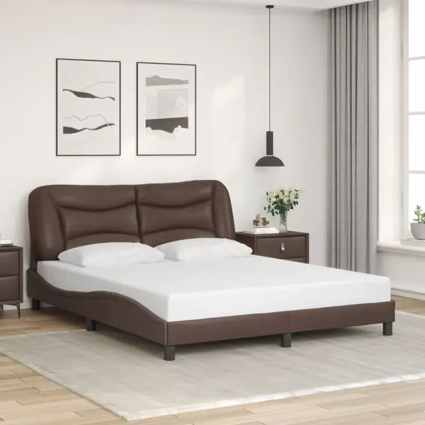 Gossi cadru de pat cu tablie, maro, 160x200 cm, piele ecologica