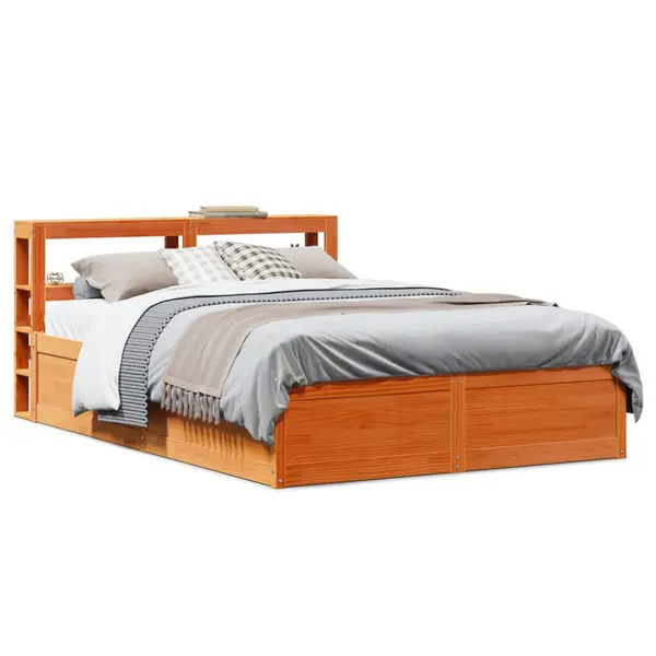 Gossi cadru de pat cu tablie, maro ceruit, 160x200 cm, lemn masiv pin