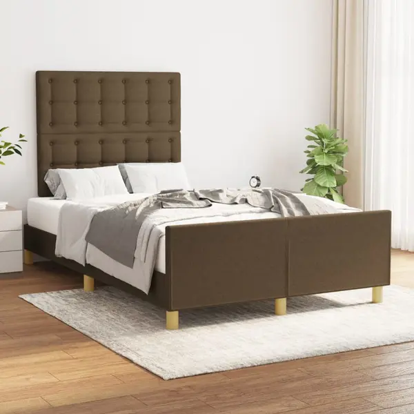 Gossi cadru de pat cu tablie, maro inchis, 180x200 cm, textil