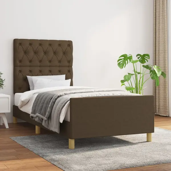 Gossi cadru de pat cu tablie, maro inchis, 80x200 cm, textil