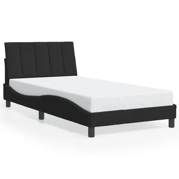 Gossi cadru de pat cu tablie, negru, 100x200 cm, catifea