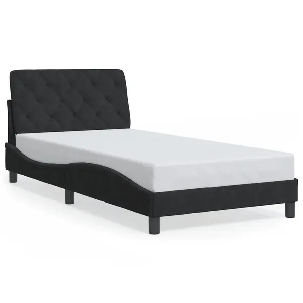 Gossi cadru de pat cu tablie, negru, 100x200 cm, catifea