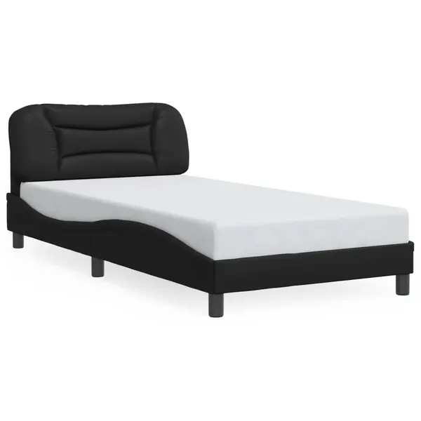 Gossi cadru de pat cu tablie, negru, 100x200 cm, piele ecologica
