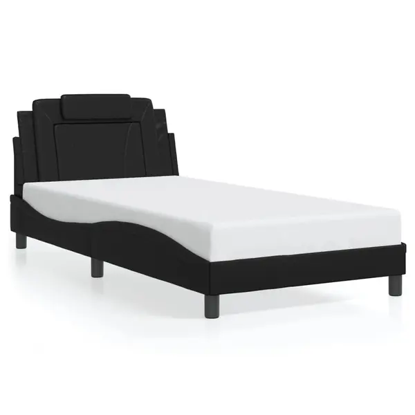 Gossi cadru de pat cu tablie, negru, 100x200 cm, piele ecologica